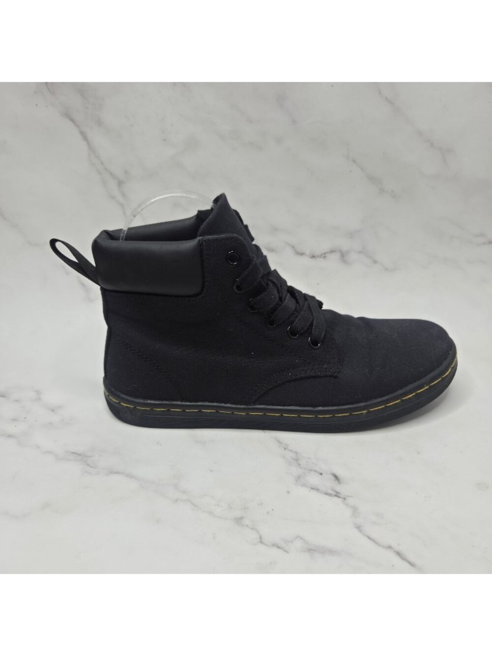 Dr. Martens Maelly Black Ankle Boots Canvas Booties Combat Women's 7